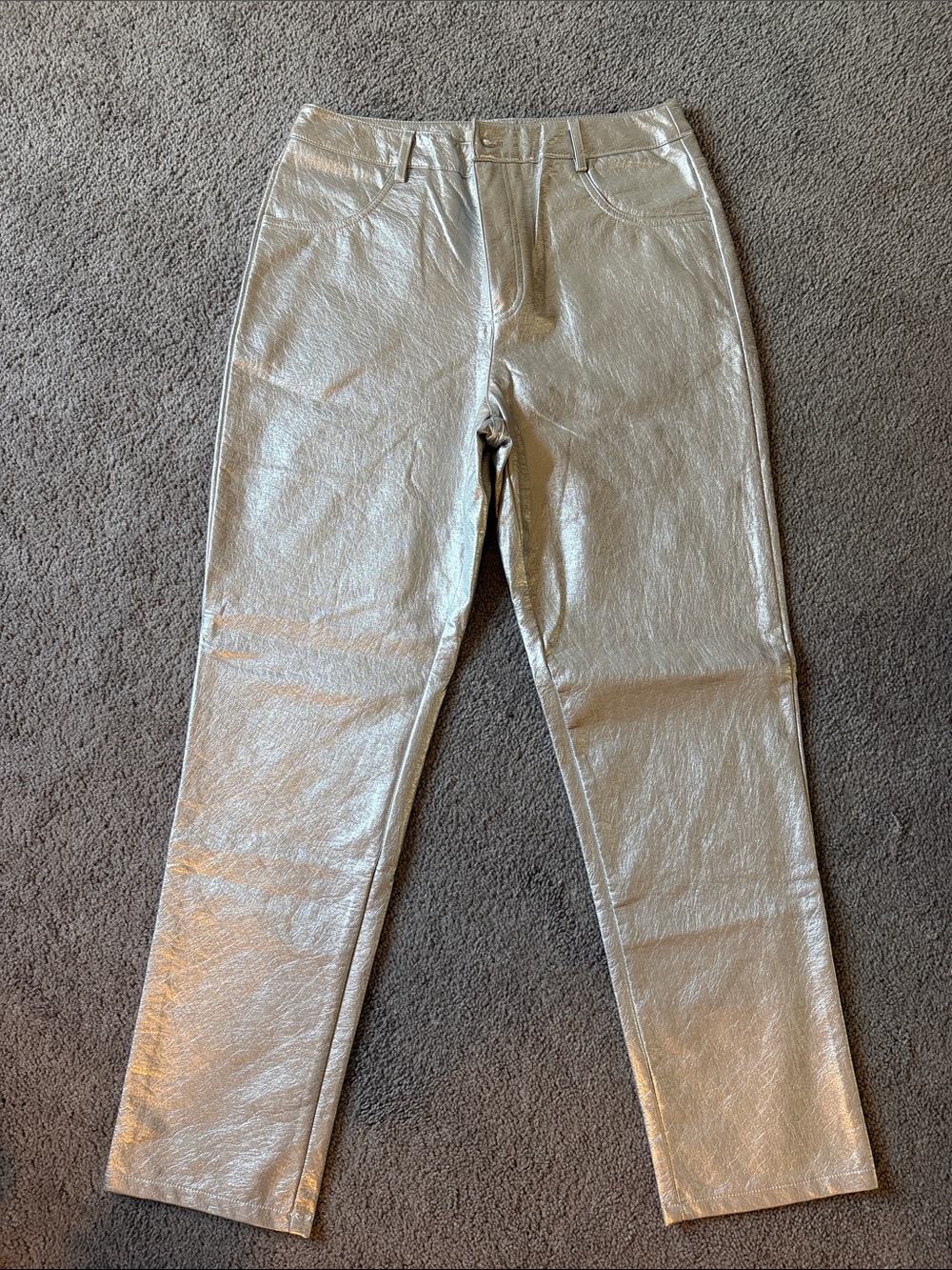 12th tribe Metallic Silver Women’s Jeans - Stylish High-Shine Slim Fit